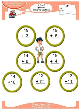 Çocuklar İçin toplam işlemi yaprak testleri 